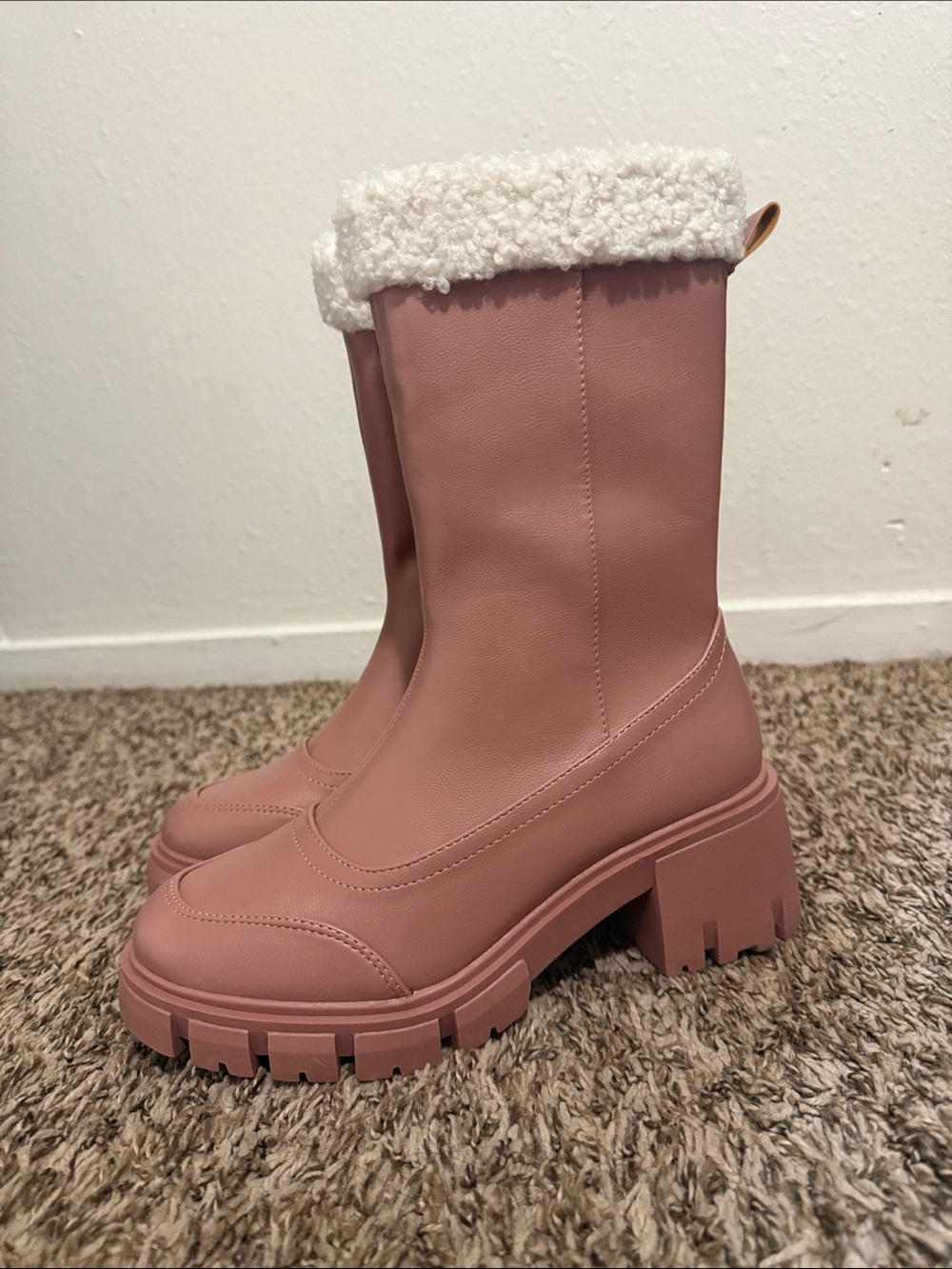 Women's Pink Fleece-Lined Boots